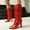 Red, variant on Bnwani Women Boots Footwear Winter Fashion Pointed Zipper High-Heel High Mid-Calf Knee-High Casual Solid Tassel Boot Black Size 5