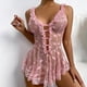 thumbnail image 3 of Gibobby Conjunto de lencería Sexy Conjunto de Lencería Erótica Ropa Interior Sexy para Mujer, Camisón de Una Pieza con Tanga, Ropa de Dormir para Mujer(Rosa, 5XG), 3 of 5