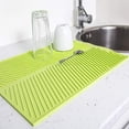 thumbnail image 4 of Billuyoard Escurridor de platos Gel de sílice de silicona Drenaje de borde Tanque de agua Compacto Conveniente * Almohadillas de agua de fuga Organizadores de utensilios de cocina Verde 1, 4 of 6
