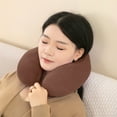 thumbnail image 4 of Taotanxi Travel & Neck Pillow, Therapeutic Memory Foam, Washable Micro-Fiber Cover, Soft and Comfortable - Head Support for Long Flights, Compact and Ergonommic Design, Attaches to Luggage - Coffee, 4 of 6