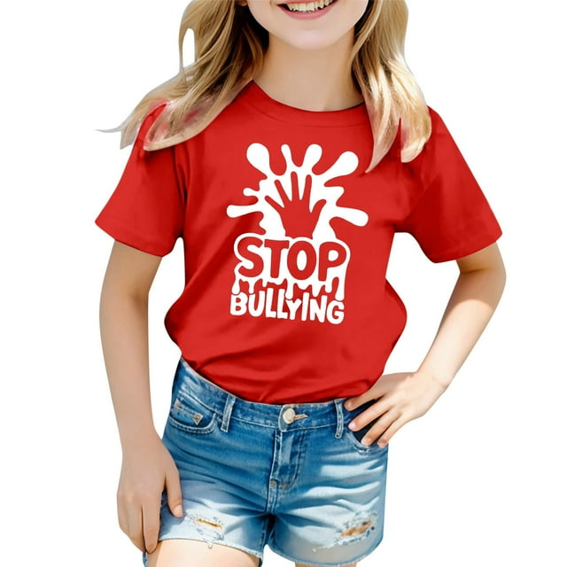 MEZZALL T-Shirt Imprimé Respirant Décontracté de Mode pour Filles, T-Shirts Graphiques, Hauts, Rouge, 10-11 Ans
