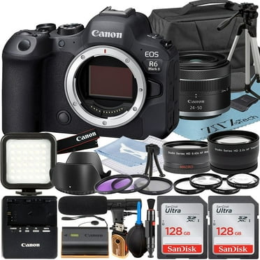 Canon EOS R6 Mark II Mirrorless Camera with RF 24-50mm Lens   Wideangle   2 Pack SanDisk 128GB Memory Card   LED Flash   Case   ZeeTech Accessory (International Version)