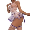 thumbnail image 1 of Gibobby Lencería sexy para mujer Día de San Valentín Conjunto de lencería de talla grande para mujer Conjunto de bragas de cintura alta con bralette halter de encaje sexy(Morado, M), 1 of 5