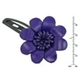 thumbnail image 2 of Vibrant Violet Purple Genuine Leather Flower Blossom Barrette Hair Clip, 2 of 5