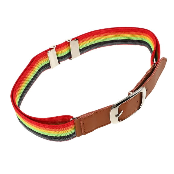 GOOHOCHY Elastic Adjustable Sports Belt Rainbow Striped Design Waist Belt Adjustable Belt with Buckle Fitness Waistband Sports Running Belt for Women Men