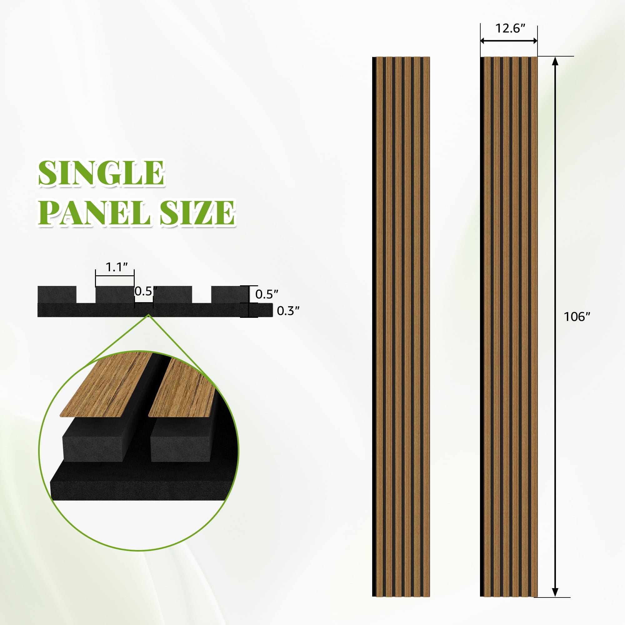 Easy4Home 2Pcs 106"x12.6" Wood Slat Acoustic Wall Panels, 3D Fluted Soundproof Decorative Panels for Interior Walls, Classic Oak