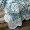 thumbnail image 5 of Tache Cotton Patchwork Farmhouse Cottage Country Vintage Antique Ditsy Floral Paisley White Blue Scalloped Lightweight Coverlet Petal Dance Quilt Set, King, 5 of 8