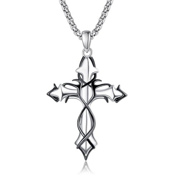 TANGPOET 925 Sterling Silver Cross Necklace for Men and Women - Cross Pendant Men Jewelry Gift