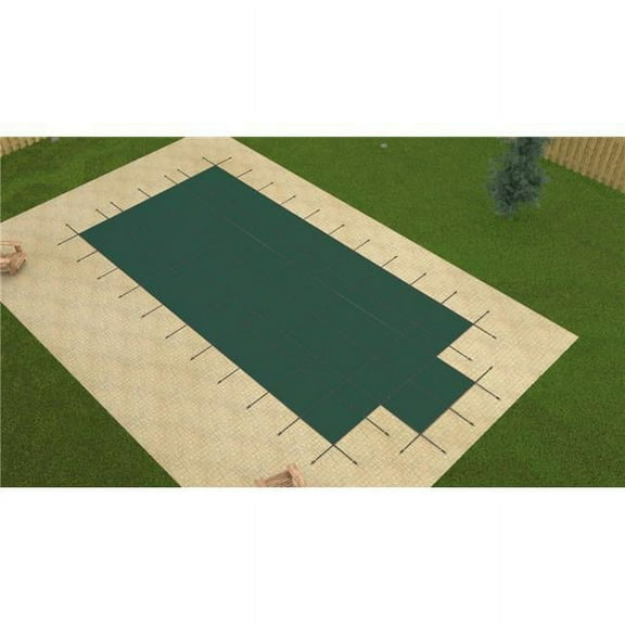 GLI 201636RECES48SAPGRN 16 x 36 ft. Rectangular Green Mesh Safety Cover with Center End Step