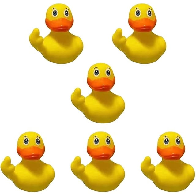 Patos de goma, pato de goma con dedo de 2,17 pulgadas, patos de goma divertidos, lindos y pequeños patos de goma, juguetes, accesorios para el baño, decoración del salpicadero del coche (6 piezas)