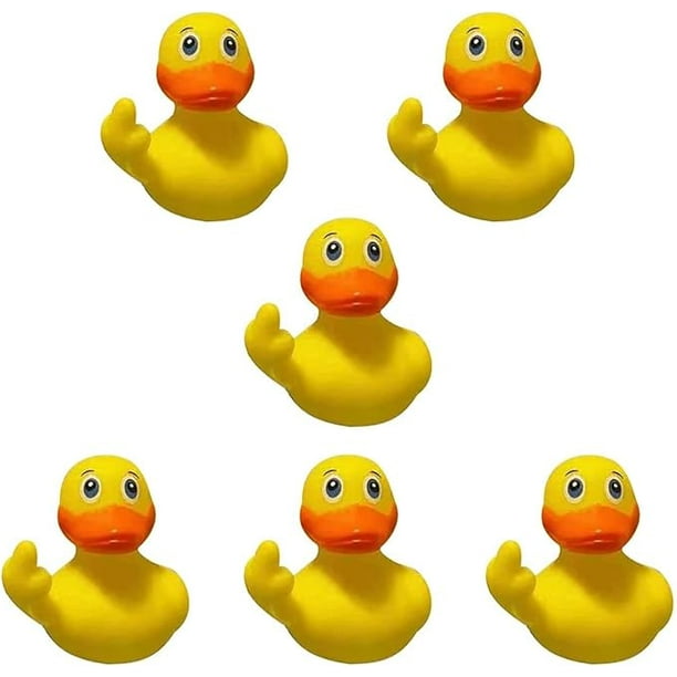 Patos de goma, pato de goma con dedo de 2,17 pulgadas, patos de goma divertidos, lindos y pequeños patos de goma, juguetes, accesorios para el baño, decoración del salpicadero del coche (6 piezas)