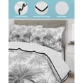 thumbnail image 4 of Summer Tropical Leaves Summer Quilt Set Twin Size, Soft Microfiber Quilted Bedding Set with 2 Pillow Shams, Gray Palm Trees Botanical Lightweight All Season Bedspread Coverlet for Bedroom 68"x86", 4 of 6
