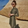 thumbnail image 6 of IBTOM CASTLE Women Muslim Swimsuits Modest Burkini Swimwear Islamic Long Sleeve Full Cover Swim Top Leggings Pants ​Bathing Suits M Brown Green & Split, 6 of 8