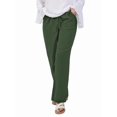 thumbnail image 6 of Women'S Cotton Linen Drawstring High Waisted Pants Casual Loose Fit Wide Leg Trousers Green M, 6 of 7