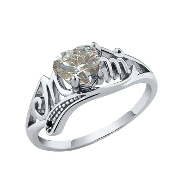Fiudx Anillo para El Día de La Madre con Circonitas y Diamantes, Elegante Regalo de Compromiso para Bodas.