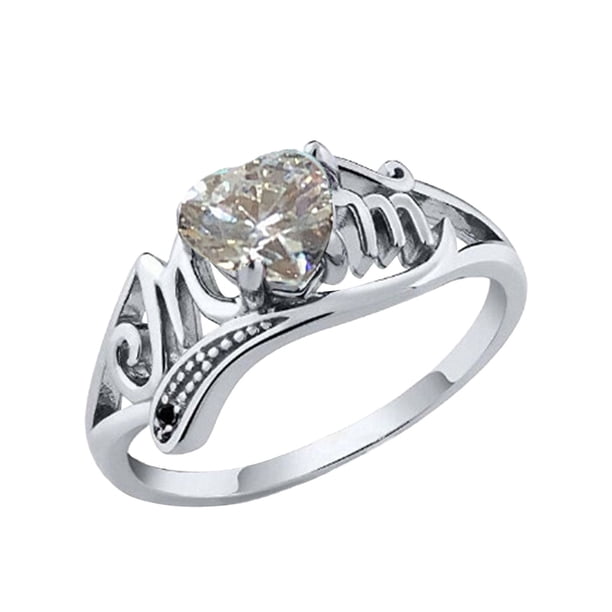 Fiudx Anillo para El Día de La Madre con Circonitas y Diamantes, Elegante Regalo de Compromiso para Bodas.