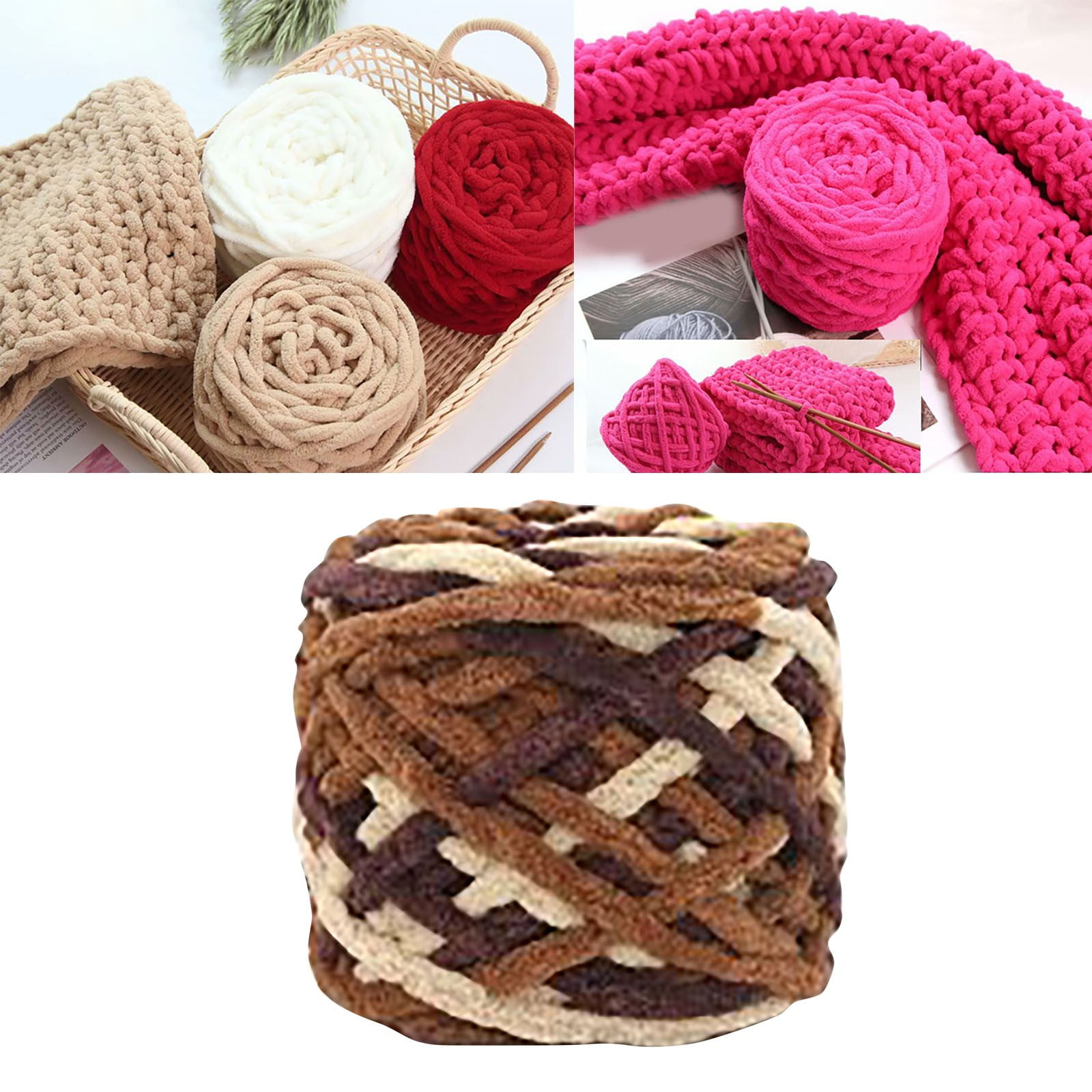 CMrtew Chunky Yarn for Hand Knitting Soft Jumbo Bulky Fluffy Yarn Yarn Acrylic Bulky Washable Hand Knitting Yarn for DIY Blanket Sweater for Crocheting Blanket Scarf DIY Bulky Yarn