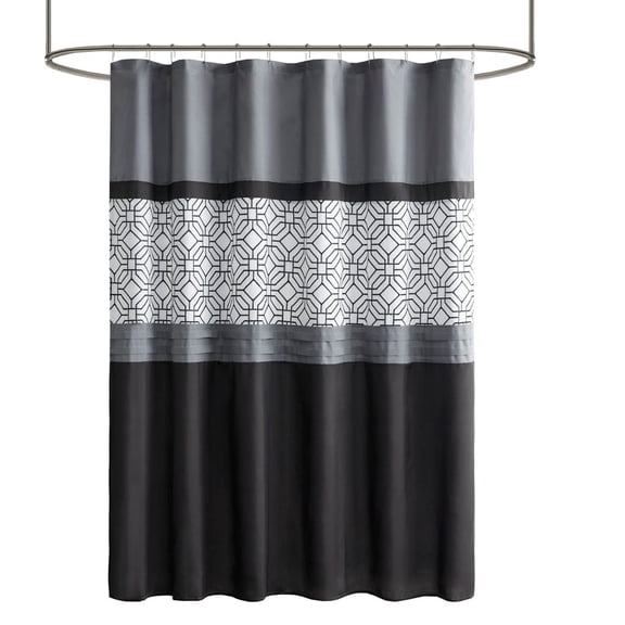 Gracie Mills Tyrell Embroidered Geometric Shower Curtain - GRACE-10801