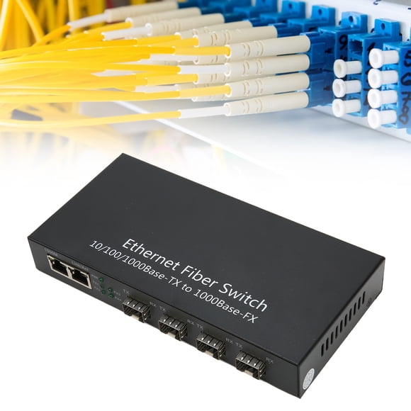 Ethernet Fiber Switch, TLG - G342 Gigabit Fiber Optic Media Converter Up To 120km 10 100 1000Mbps, SFP Ethernet Switch With 4 Optical Ports RJ45 Port, Plug And Play