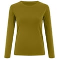 thumbnail image 4 of felwors Women's Basic Solid Lightweight Soft Cotton Long Sleeve Crew Neck & V Neck Slim Top Shirts Plus Yellow, XXL, 4 of 6