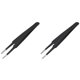 thumbnail image 1 of 2X Pinzas Rectas de Acero Inoxidable de Punta Cuadrada Plano Antiestatico 4.7 Pulgada Negro, 1 of 2