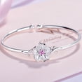 thumbnail image 4 of Copper Silver Crystal Flower Leaf Cuff Bracelet Elegant Nature Inspired Design Adjustable Wristband Gift for Women, 4 of 7