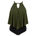 thumbnail image 3 of IDALL Tankini Swimsuits Bathing Suit Women Two Pieces Bathing Suit Top Ruffled With High Waisted Bottom Tankini Set Swim Suits for Women 2024 Womens Swimsuits Green XL, 3 of 9