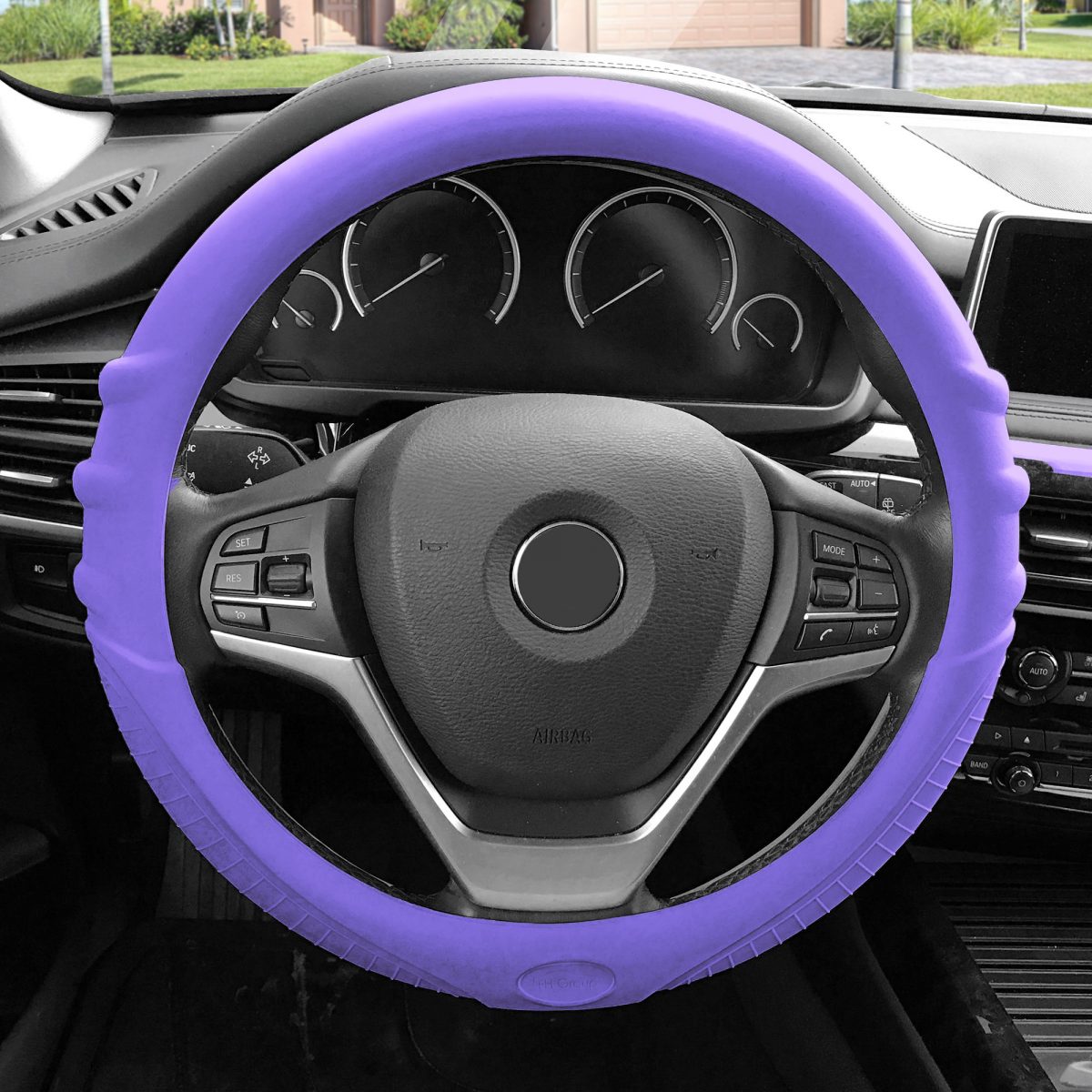 FH Group 14.5 - 15.5" Purple Silicone Steering Wheel Cover with Grip Marks and Air Freshener - image 2 of 4