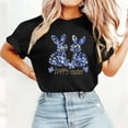 thumbnail image 4 of Sokhug Womens Happy Easter Floral Bunny Graphic T-Shirt Short Sleeve Crew Neck Pink Casual Tee with Glitter Accents, 4 of 5