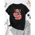 thumbnail image 2 of Camiseta De Verano Para Mujer, Ropa De Calle, Cuello Redondo, Para Acampar, Mochilero, TrabajoWomen's "Stay Cool" Graphic Tee - White Casual Round Neck Short Sleeve T-Shirt with Red Sneaker Design,, 2 of 7