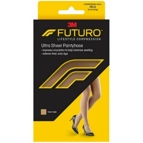 FUTURO Energizing Ultra Sheer Pantyhose Women French Cut Mild Nude, 3-Pack