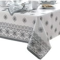 thumbnail image 3 of Newbridge Mykonos Grey Mediterranean Tile Bordered Fabric Tablecloth - Grey Medallion Print Indoor/Outdoor, Stain Resistant, No-Iron Tablecloth, 60 x 102 Inch Rectangle, 3 of 9