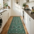 thumbnail image 2 of Hasoo Runner Rug 2x6 Non-Slip Washable Low Pile Floral Print for Kitchen Indoor Dark Green, 2 of 5