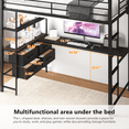 thumbnail image 5 of UBesGoo Full Loft Bed with Desk and Drawers, Metal Loft Bed with Storage Shelves, Charging Station and LED Lights, Black, 5 of 10
