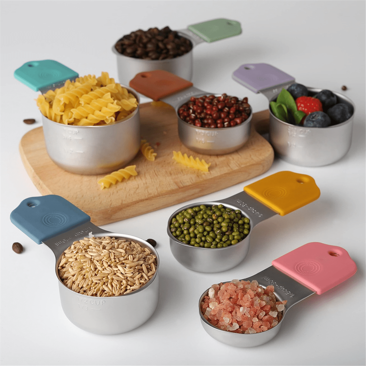 Magnetic Measuring Cups Set Stainless Steel Heavy Duty Metal Measuring Cups for Dry and Liquid Ingredients (Multicolor)