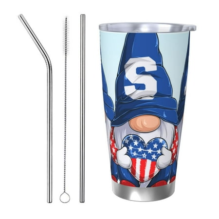 

Fuzoiu Cute Gnomes in USA Print 20oz Tumbler Stainless Steel Vacuum Insulated Car Cup Insulated Coffee Mug Travel Mug with Lid Thermal Cup for Outdoor-Straw Three-piece Set
