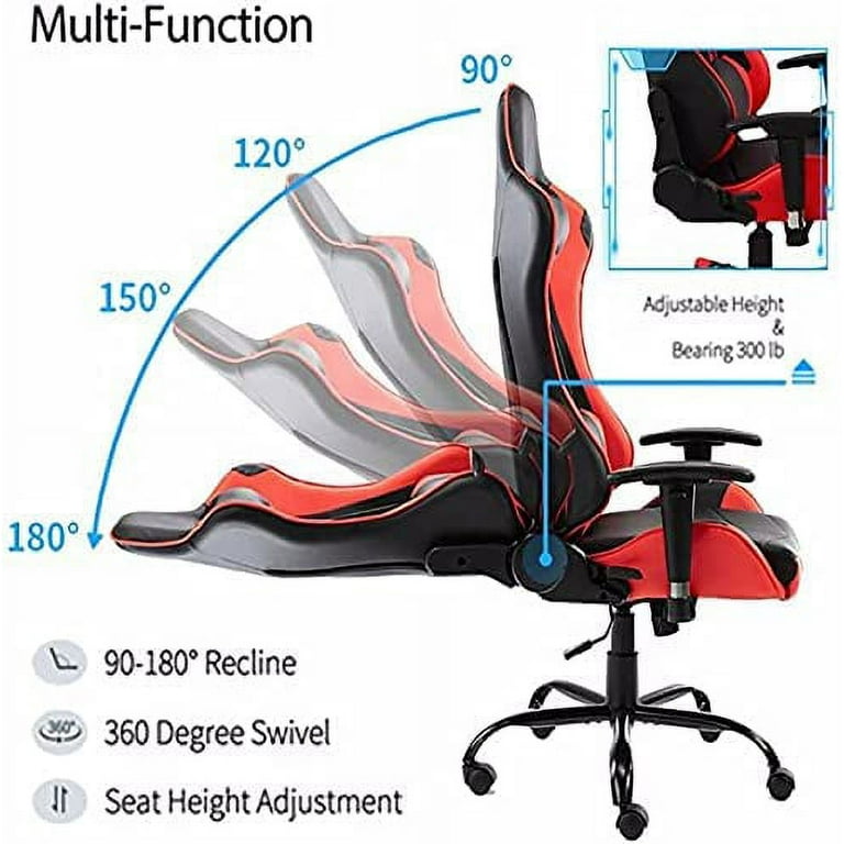 ROMANTIC BEAR Gaming Chair Racing Office Computer Ergonomic Video Game Chair Backrest and Seat Height Adjustable Swivel Recliner with Headrest and