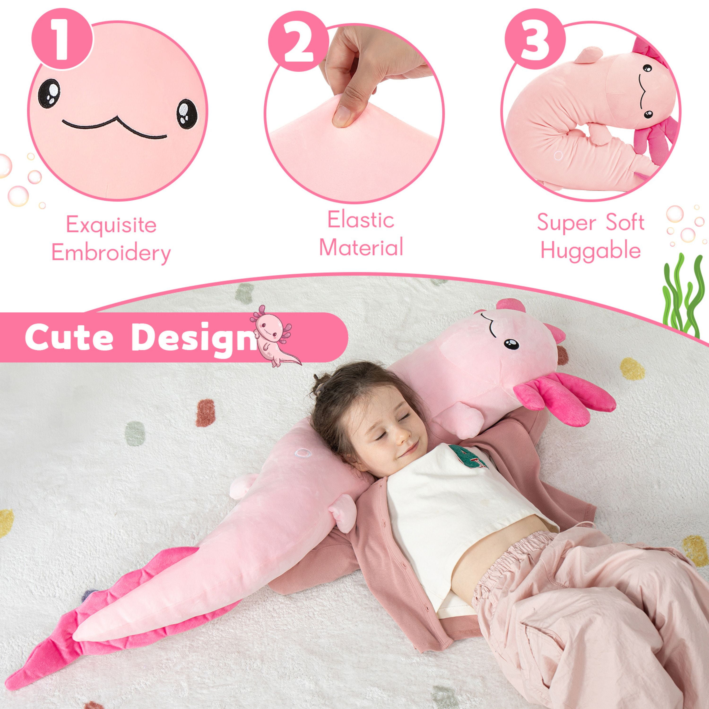 Tezituor 48" Axolotl Stuffed Animal Giant Stuffed Axolotl Glow in The Dark Plush Toy