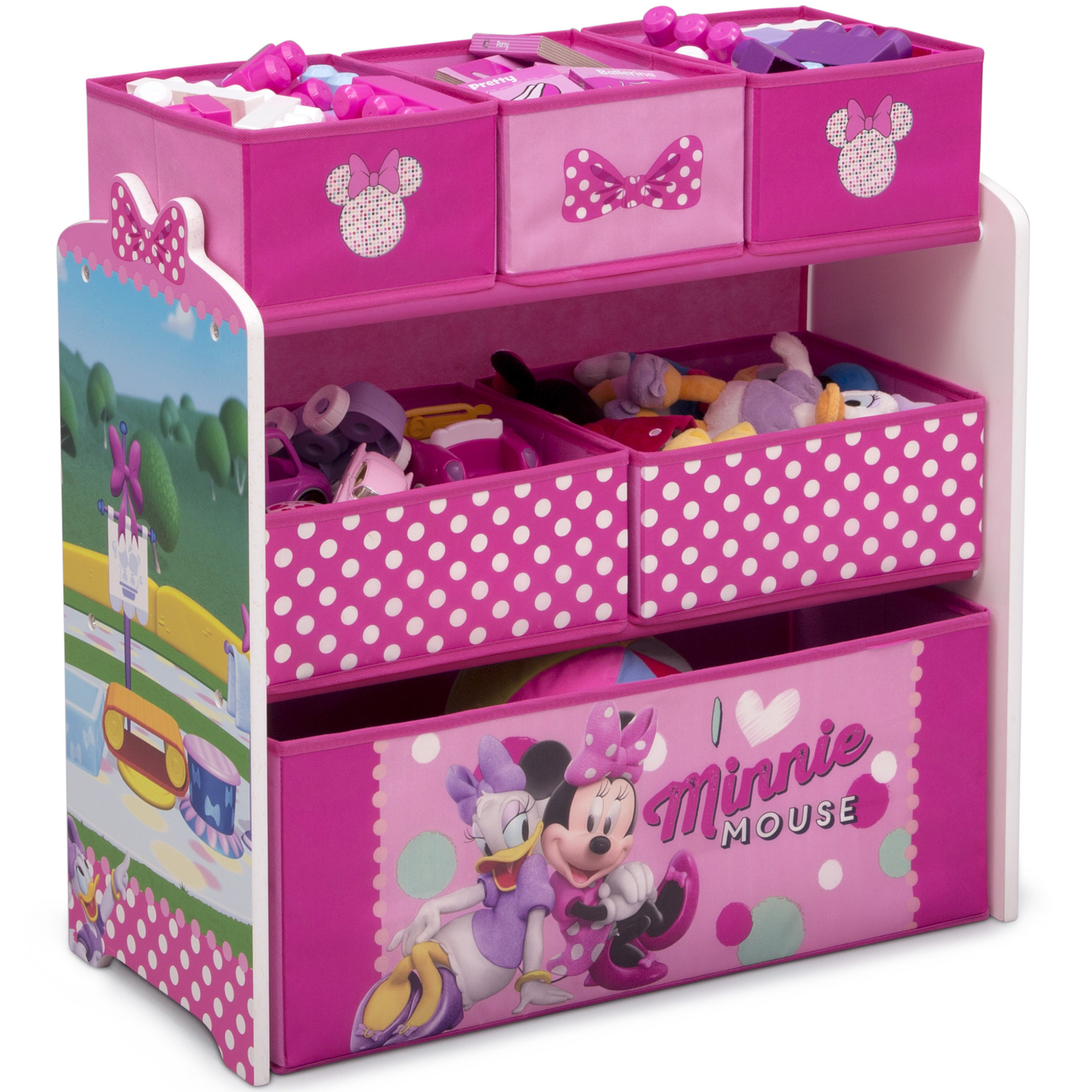 Minnie Mouse 4-Piece Wood Toddler Playroom Set – Includes Table, 2 Chairs & Toy Bin, Pink - image 7 of 13