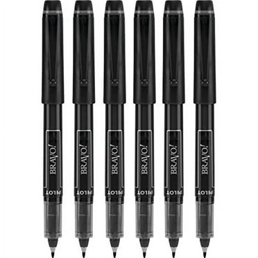 6 PENS Pilot Bravo Liquid Ink Marker Pen, Bold Point, Black (PIL11034)