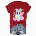 thumbnail image 4 of TOWED22 Halloween Shirt for Women Crew Neck Shirt Cute Bow Ghost Graphic Short Sleeve Casual Fall Clothes Tops(Red,S), 4 of 5