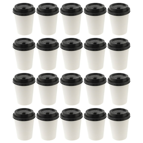 50pcs Tasses à Café Jetables Isolation Tasse à Emporter en Papier Double Couche avec Couvercle (8oz, 280ml)