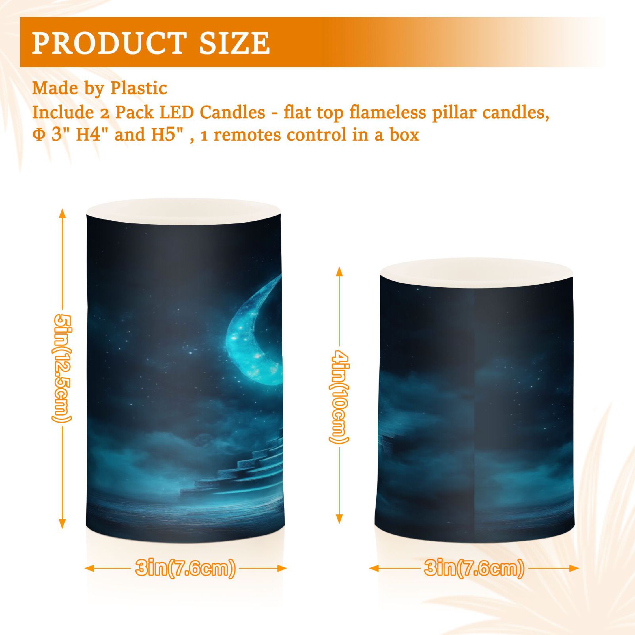 2 PCS Flameless Candles with Remote Timer LED Battery Operated Flickering Candle Light for Wedding Table Home Decoration Gifts Ethereal Moonlit Night Background