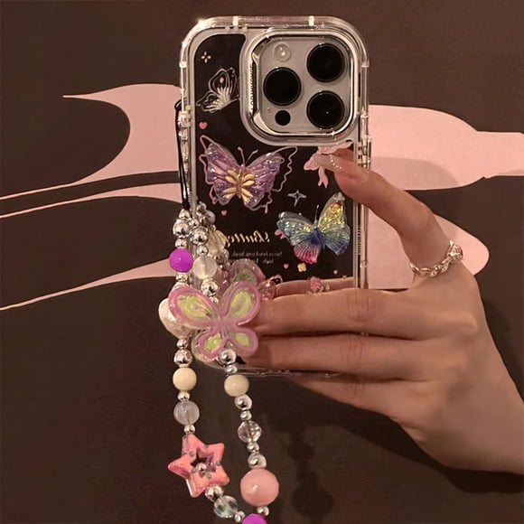 Three-dimensional Fairy Line Butterfly Mirror with Bracelet Mobile Phone Case