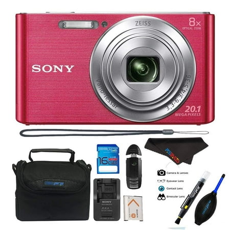 Sony DSC-W830 Digital Camera International Version with USA Plugs (Pink) + PIXI Basic Bundle