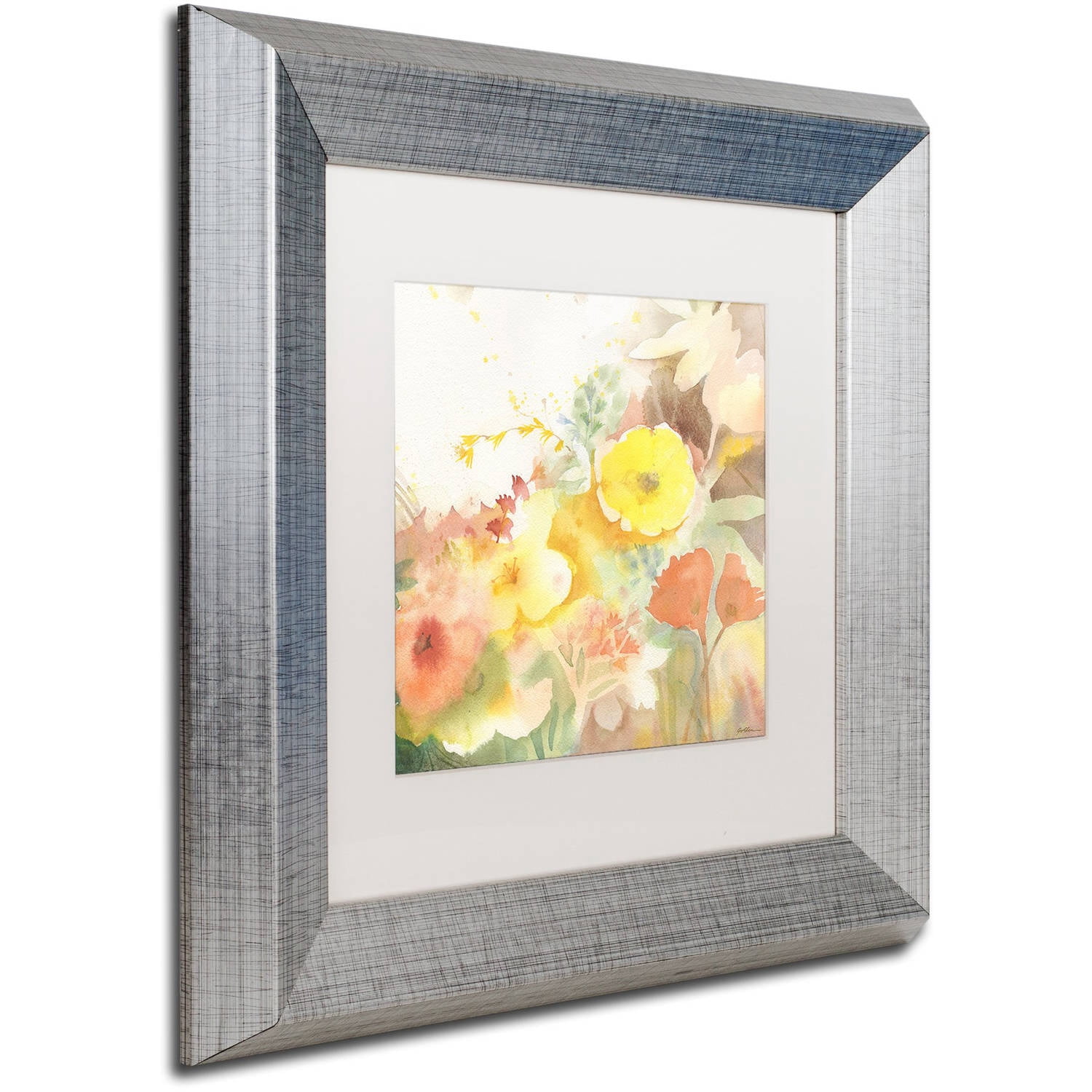 Trademark Fine Art "Yellow Path" Canvas Art by Sheila Golden, White Matte, Silver Frame