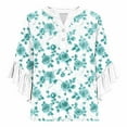 thumbnail image 5 of Wowcloth Womens V-Neck Blouse, Lace Detail 3/4 Sleeve with Buttons, Casual Floral Print Fashion Top for Daily Wear, 5 of 6