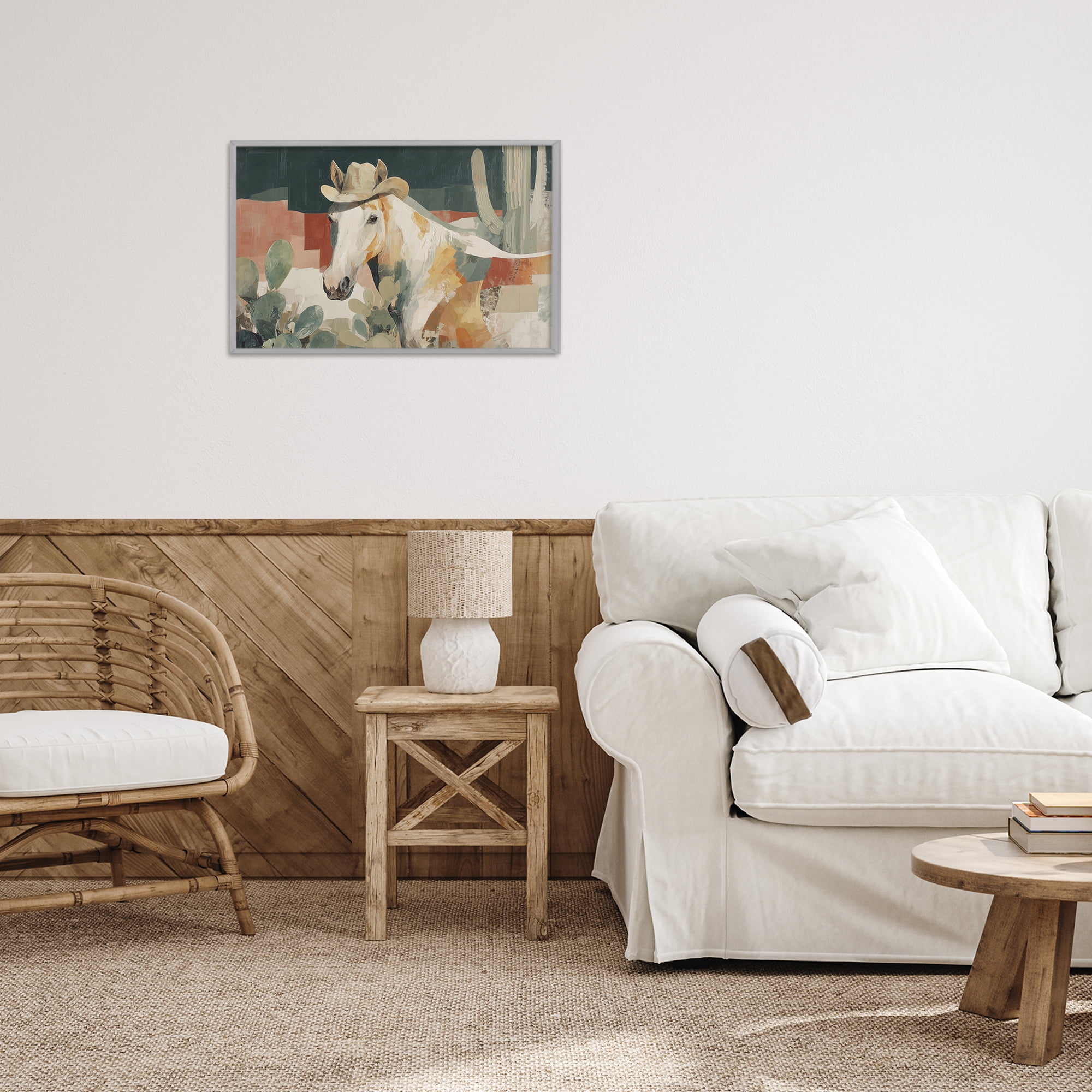 Stupell Industries Horse in Cowboy Hat Gray Framed Giclee Art, design by Chromatic Storm Studio