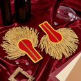 thumbnail image 5 of 2Pcs Red Cosplay Ringmaster Shoulder Tassel Shoulder Uniform Fringe Shoulder Golden Link Chain Epaulet Shoulder Brooch Pin Epaulettes Clothes Decor for Men and Women Cosplay Carnival, 5 of 6