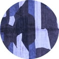 thumbnail image 1 of Ahgly Company Machine Washable Indoor Round Abstract Blue Modern Area Rugs, 3' Round, 1 of 4